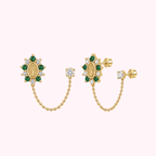 14K Solid Gold Virgin Mary Double Stud Earrings
