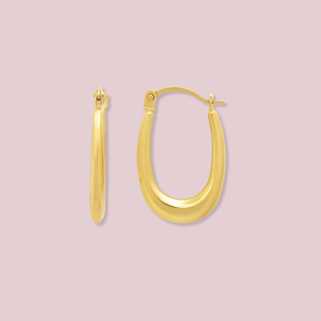 14K Solid Gold Mini Oval Hoop Earrings