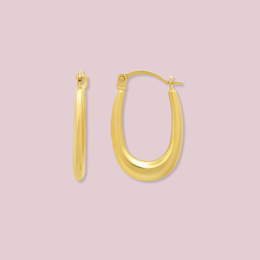 14K Solid Gold Mini Oval Hoop Earrings