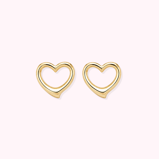 14K Open Heart Earrings
