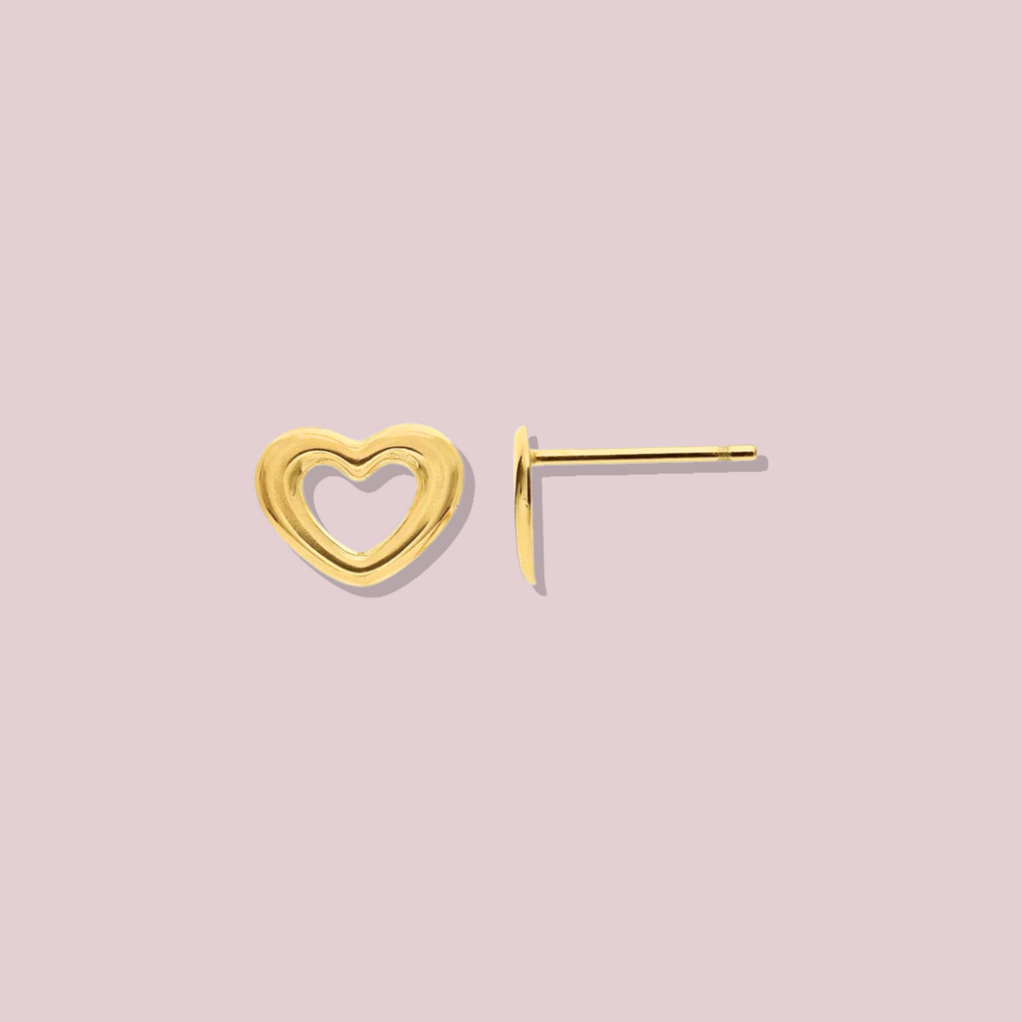 14K Solid Gold Open Heart Earrings