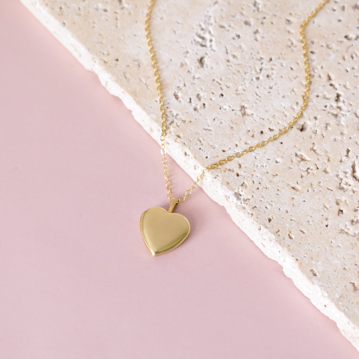 14k Solid Gold Heart Locket Necklace