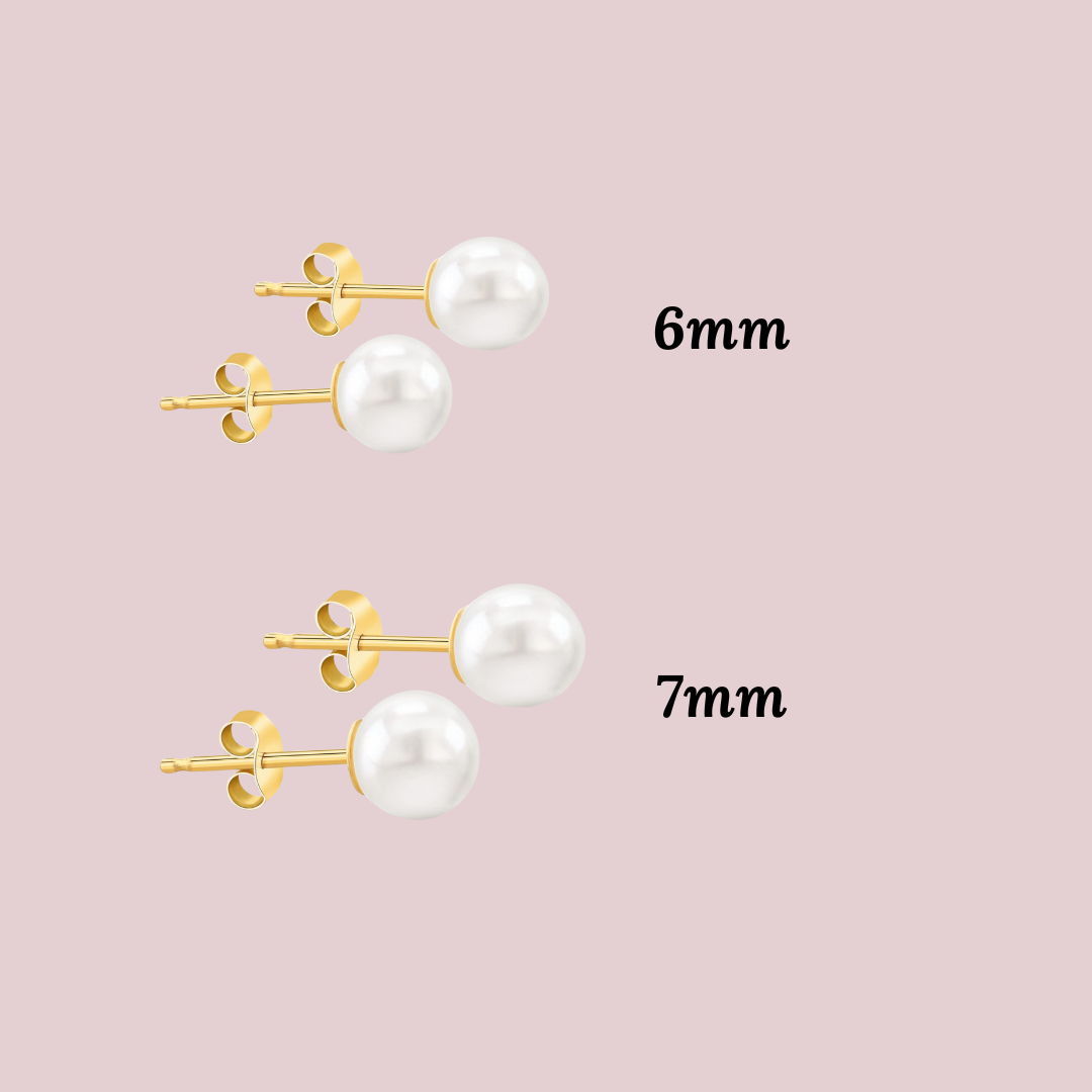 14K Solid Gold Cultured Pearl Post Earrings