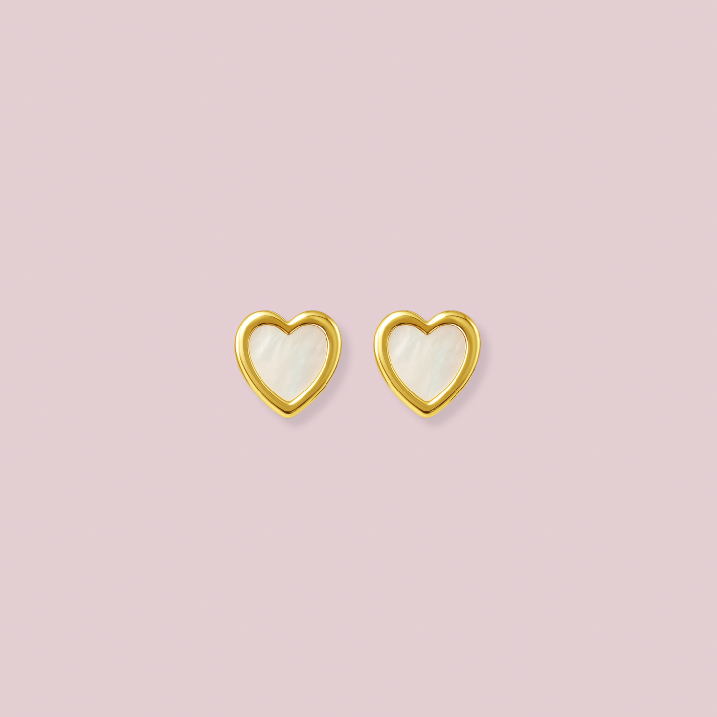 14K Solid Gold Heart Pearl Earrings