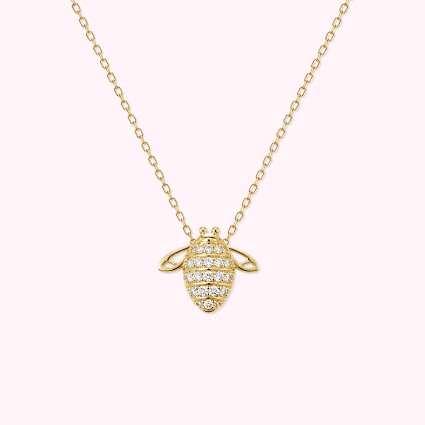 14K Solid Gold Bee Necklace
