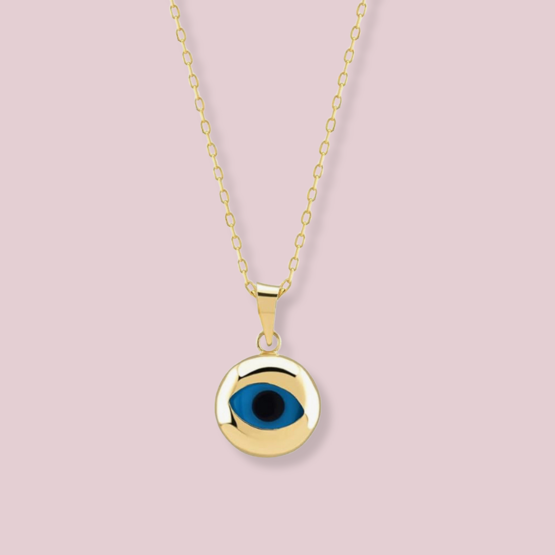 14k Solid Gold Eye Necklace