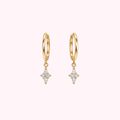14K Solid Gold CZ Mini Hoop Earrings