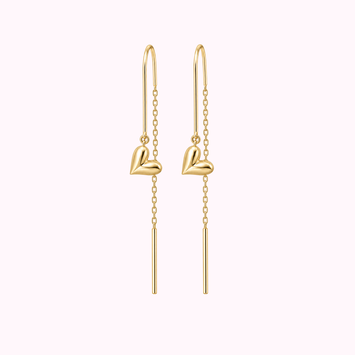 14K Solid Gold Heart Voladores Earrings