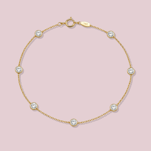 14K Solid Gold CZ Bracelet