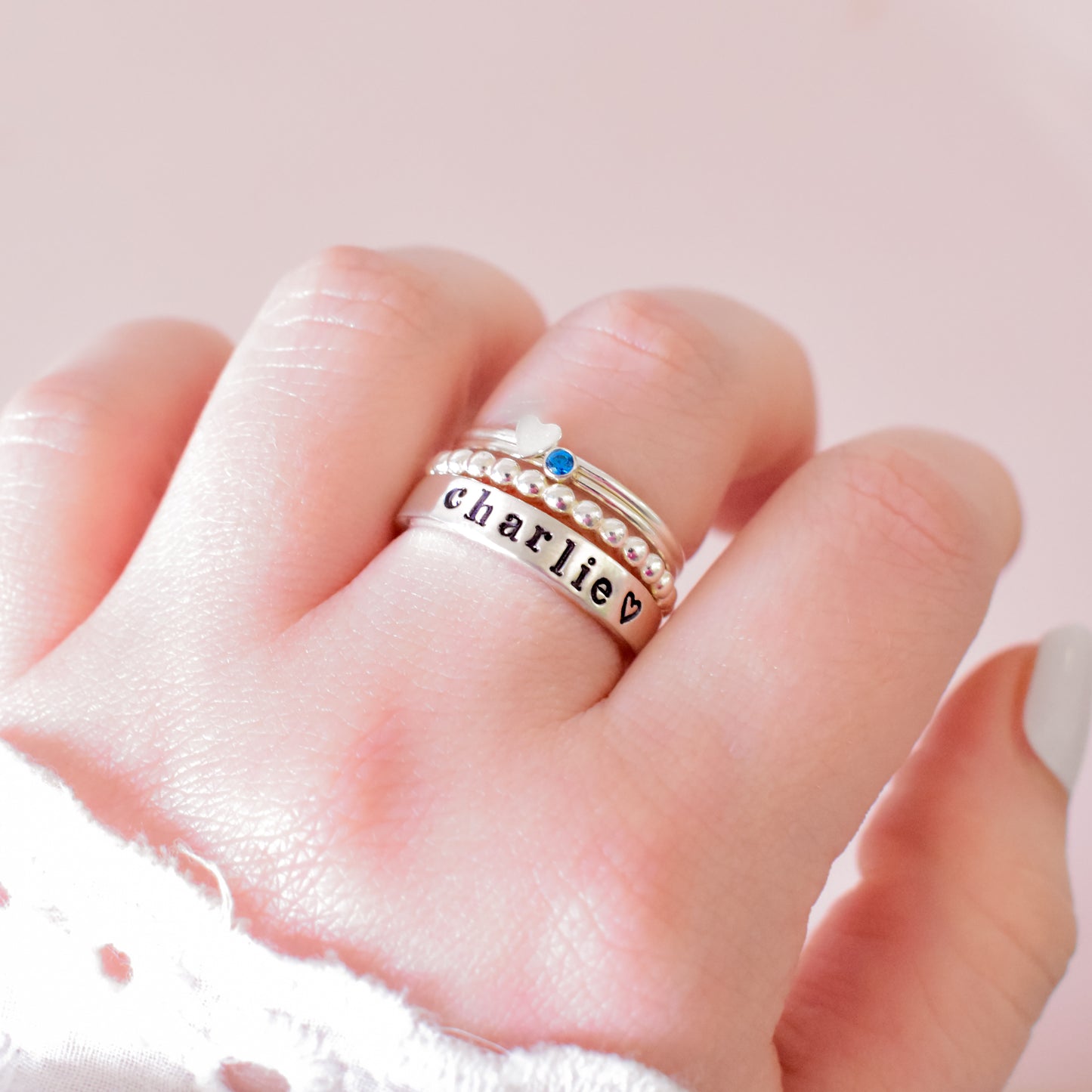 Personalized name ring set