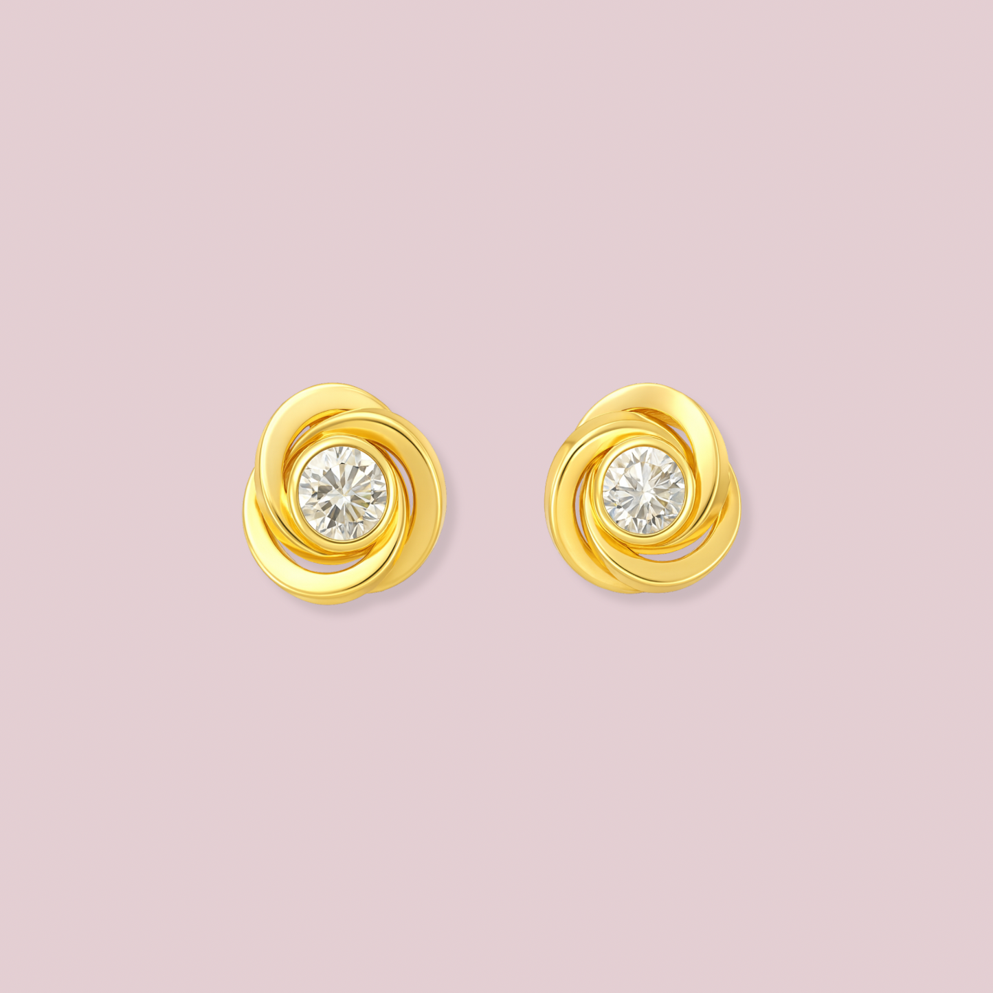 14K Solid Gold CZ Knot Earrings