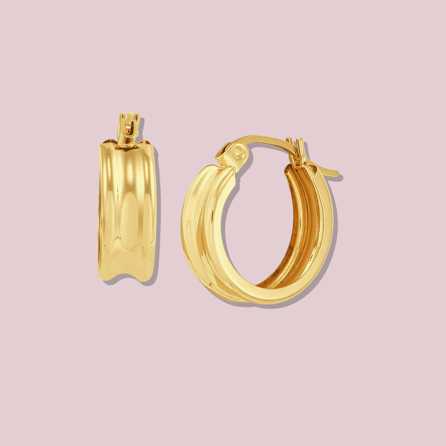 14k Solid Gold mini chunky hoop earring