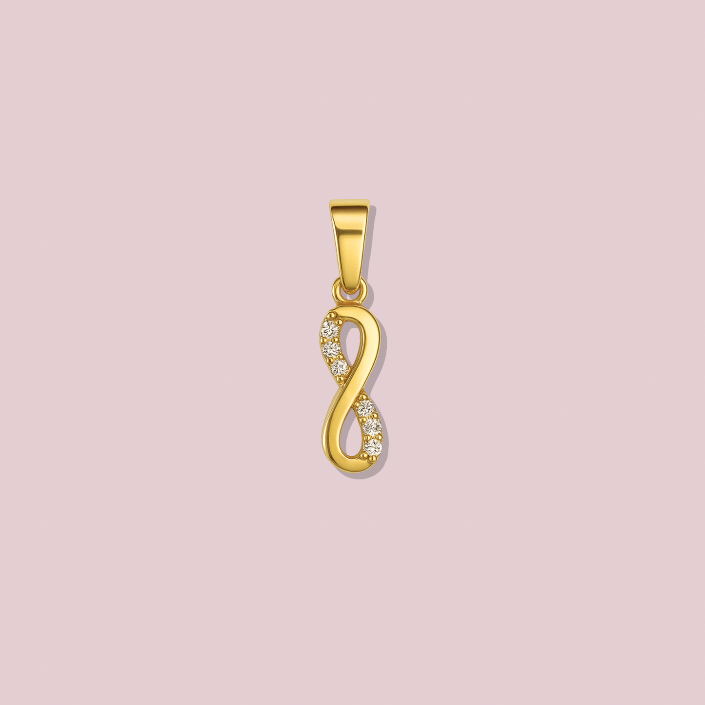 14K Solid Gold Mini Infinity Pendant with Cz