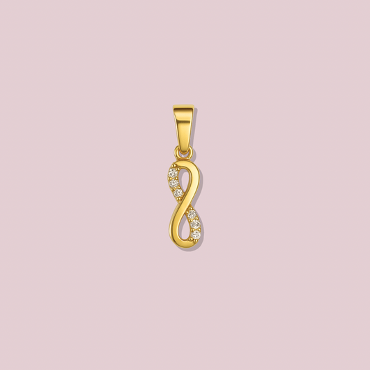 14K Solid Gold Mini Infinity Pendant with Cz