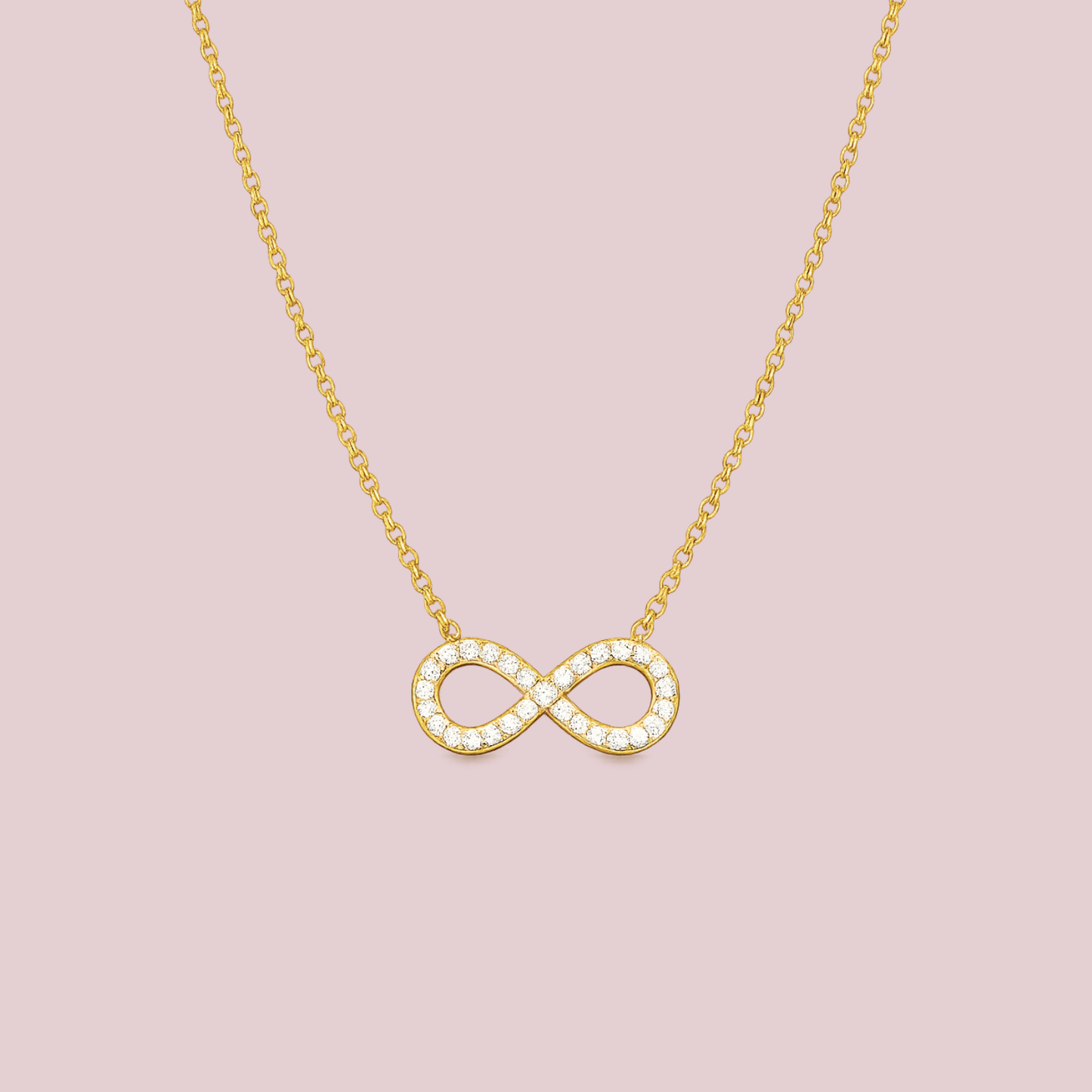 14K Solid Gold Infinity Necklace.