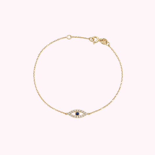 10K Solid Gold Evil Eye Bracelet