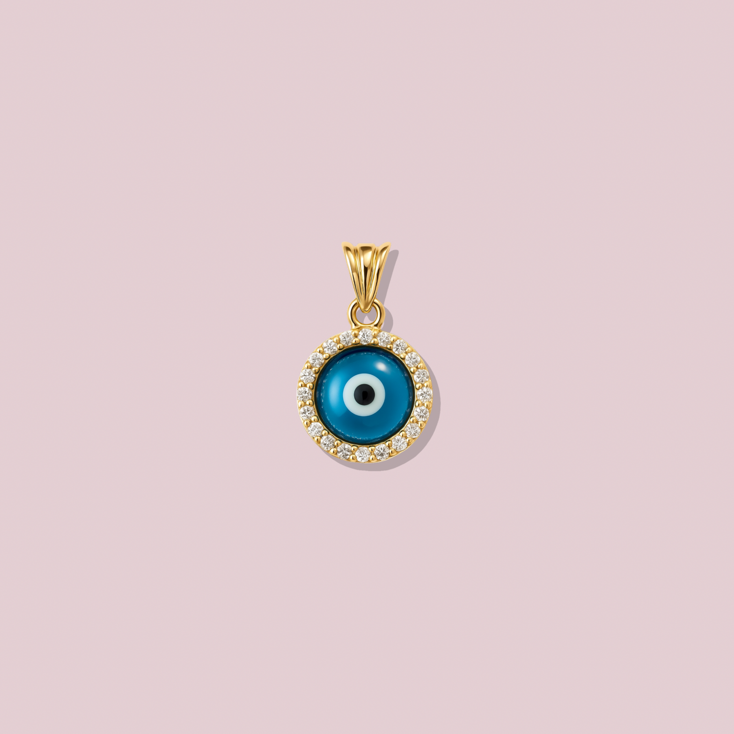 14K Solid Gold Evil Eye with CZ