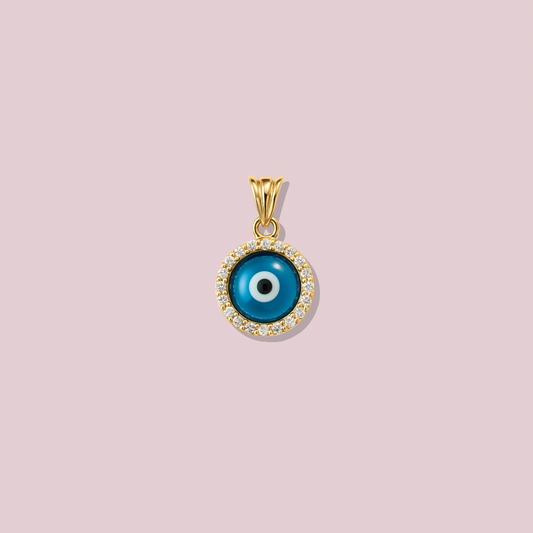 14K Solid Gold Evil Eye with CZ