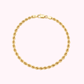 10K Semi Solid Rope Bracelet 3mm