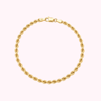 10K Semi Solid Rope Bracelet 3mm