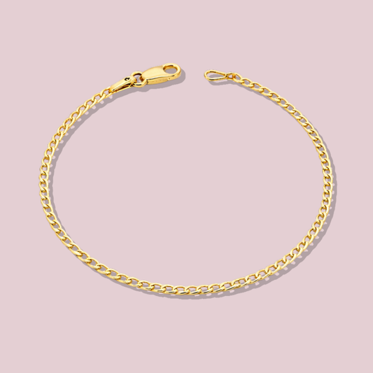 14K Solid Gold Cuban Link Bracelet 2.5mm