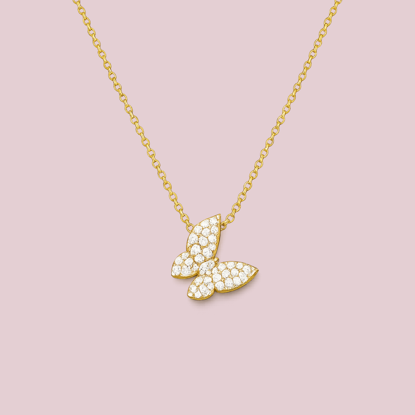 14k Solid Gold Butterfly Necklace