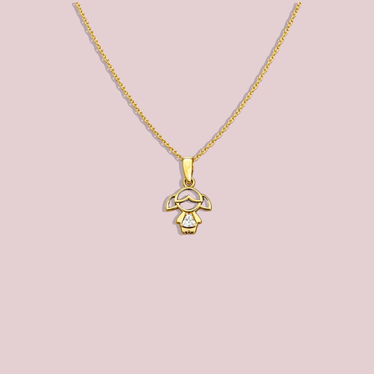 14K Solid Gold Girl Necklace
