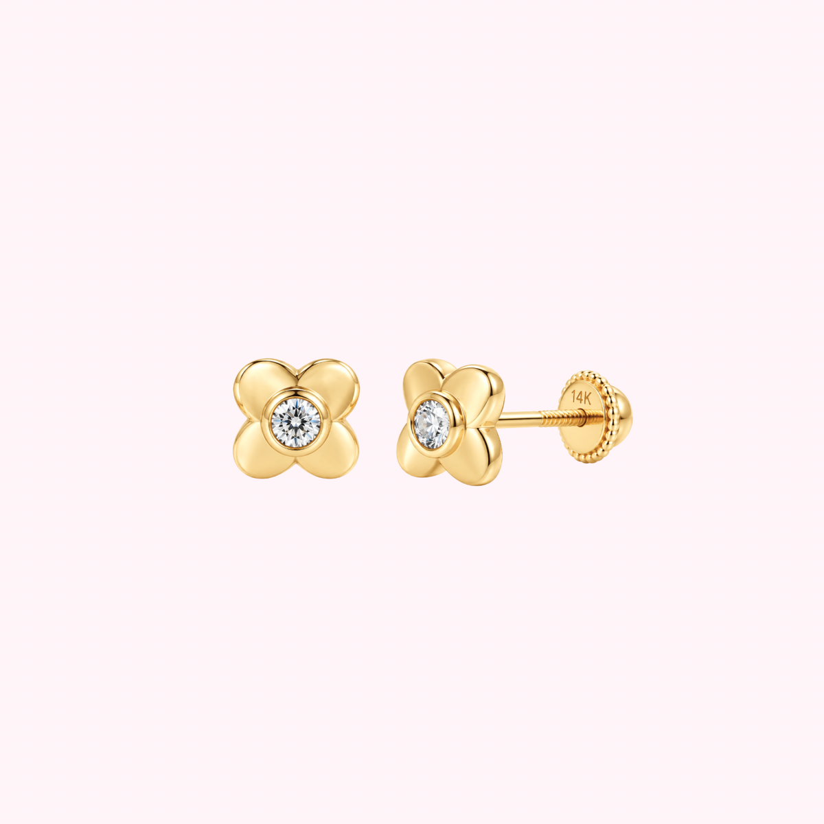 14K Solid Gold Lab-Grown Diamond Stud Earrings