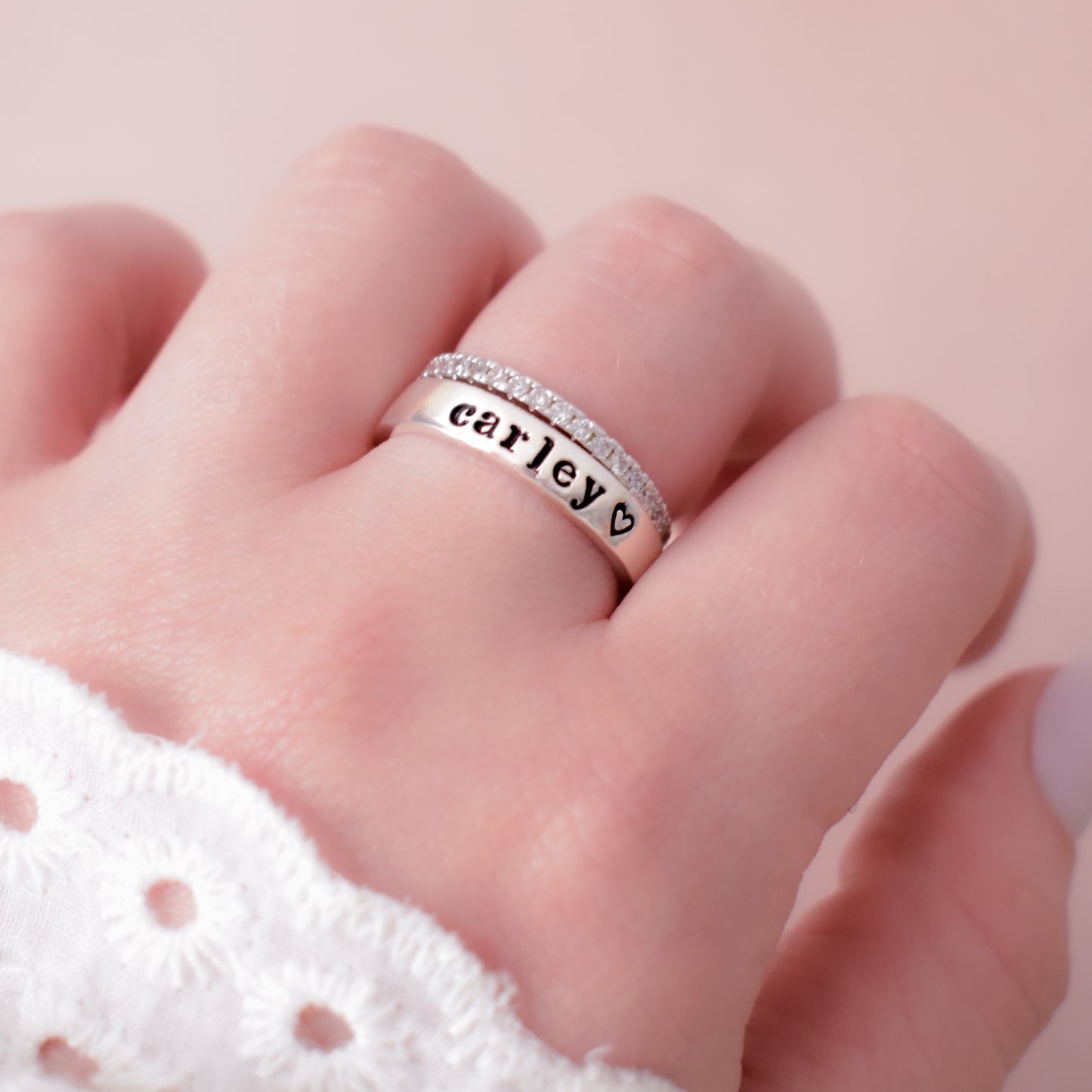 Personalized Name Ring with CZ ring