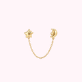 14K Solid Gold Star & Moon Double Stud Earrings
