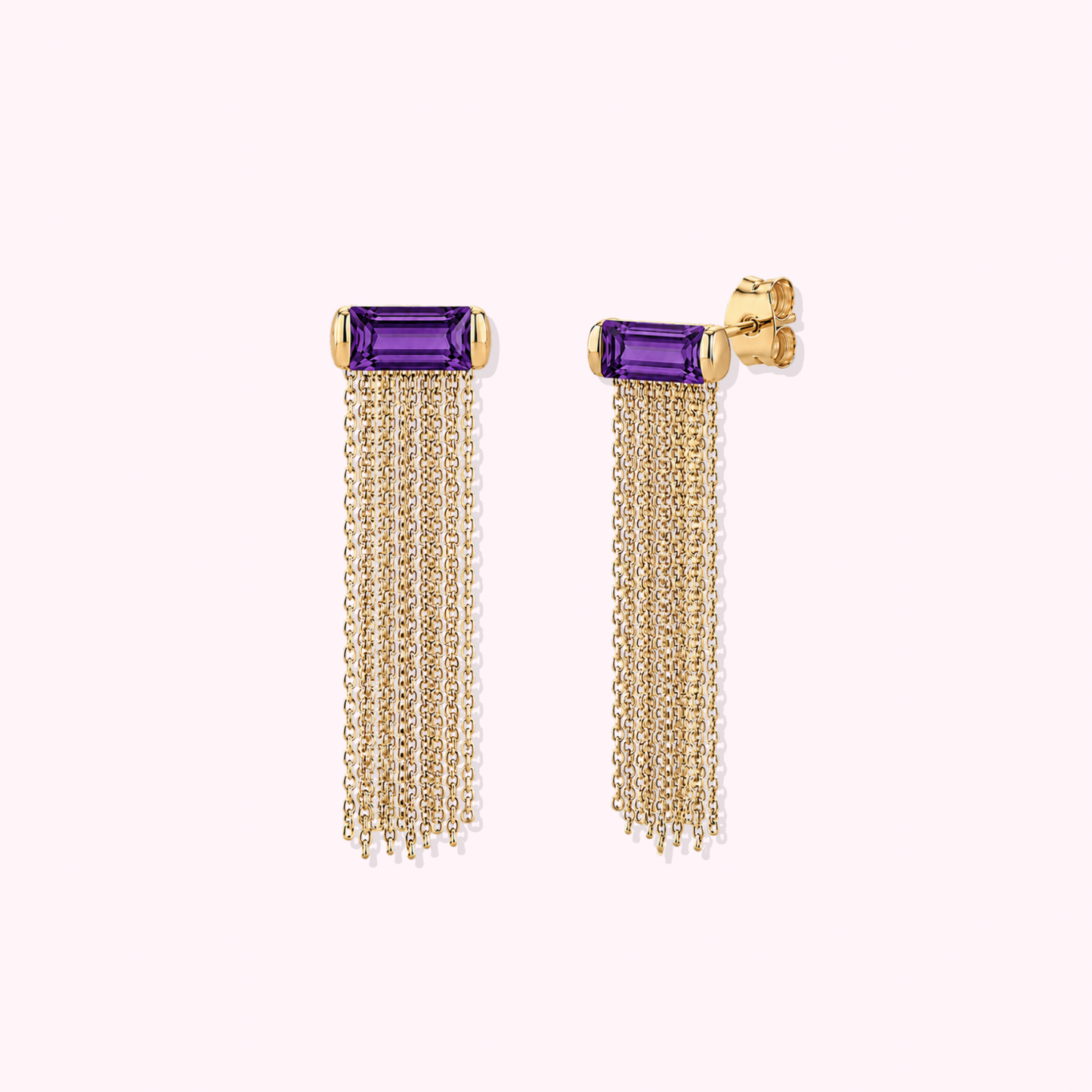 14K Solid Gold Multi Chain Earrings