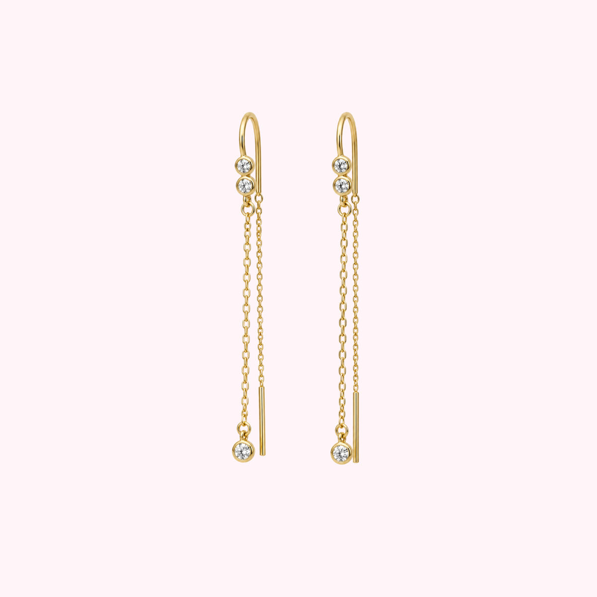 14K Solid Gold CZ Voladores Earrings