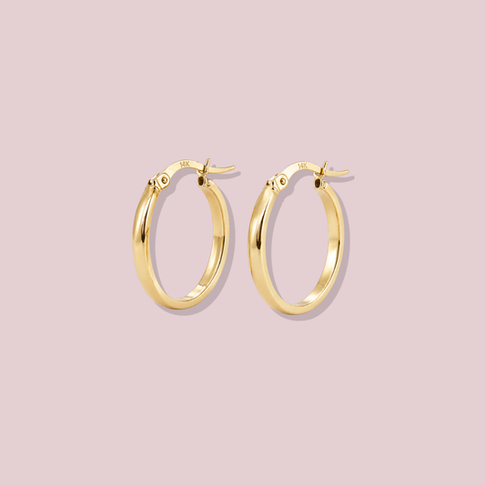14K Gold Plain Hoop Earrings