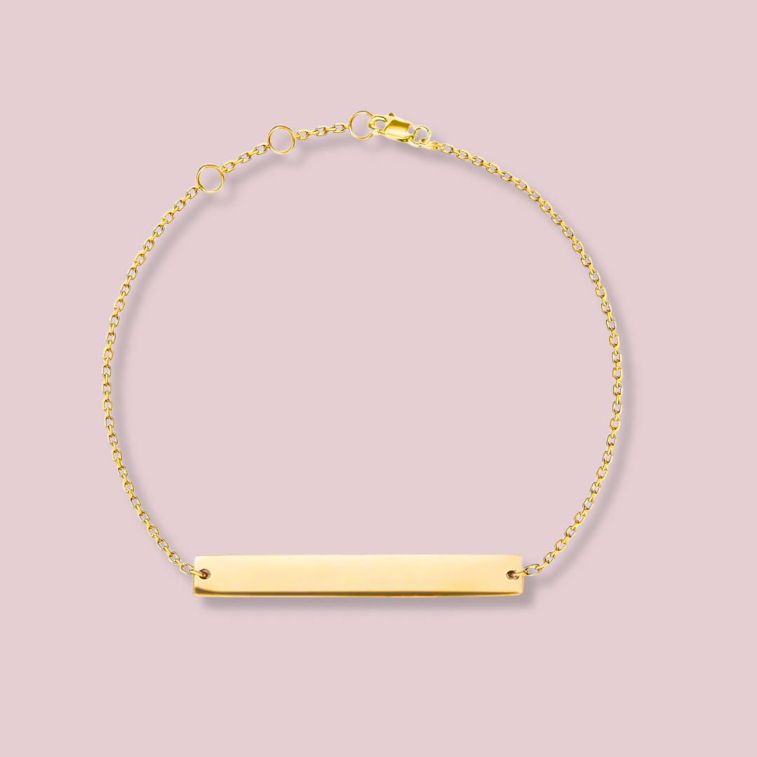 14K Solid Gold Bar Bracelet