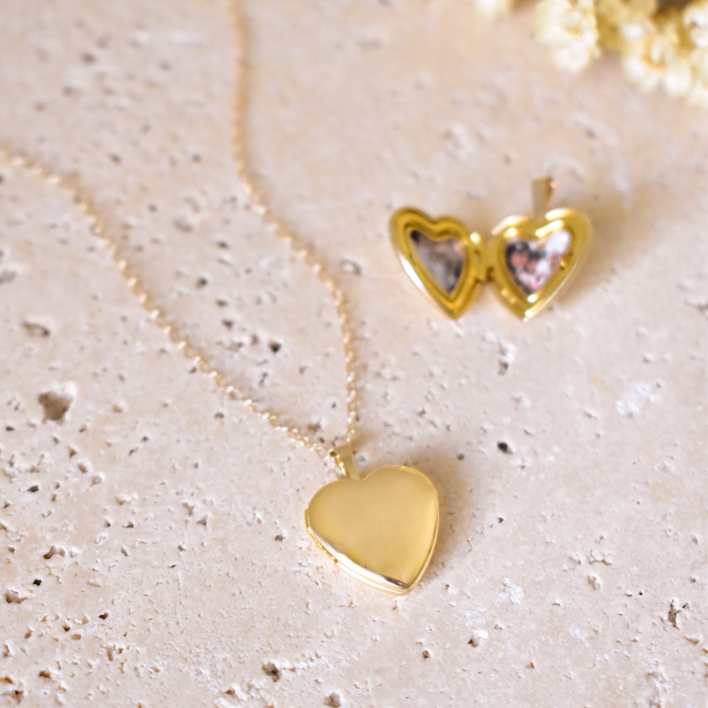 14k Solid Gold Heart Locket Necklace