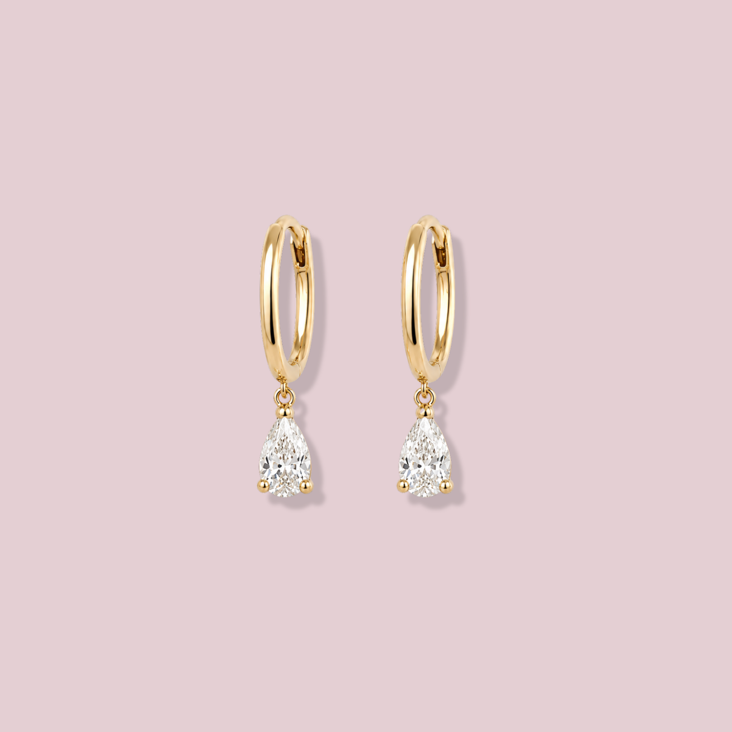 14K Solid Gold Pearl Shape Hoop Earrings.