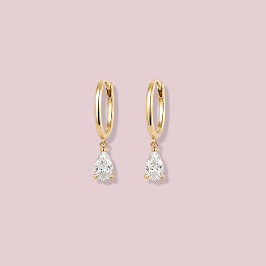 14K Solid Gold Pearl Shape Hoop Earrings.
