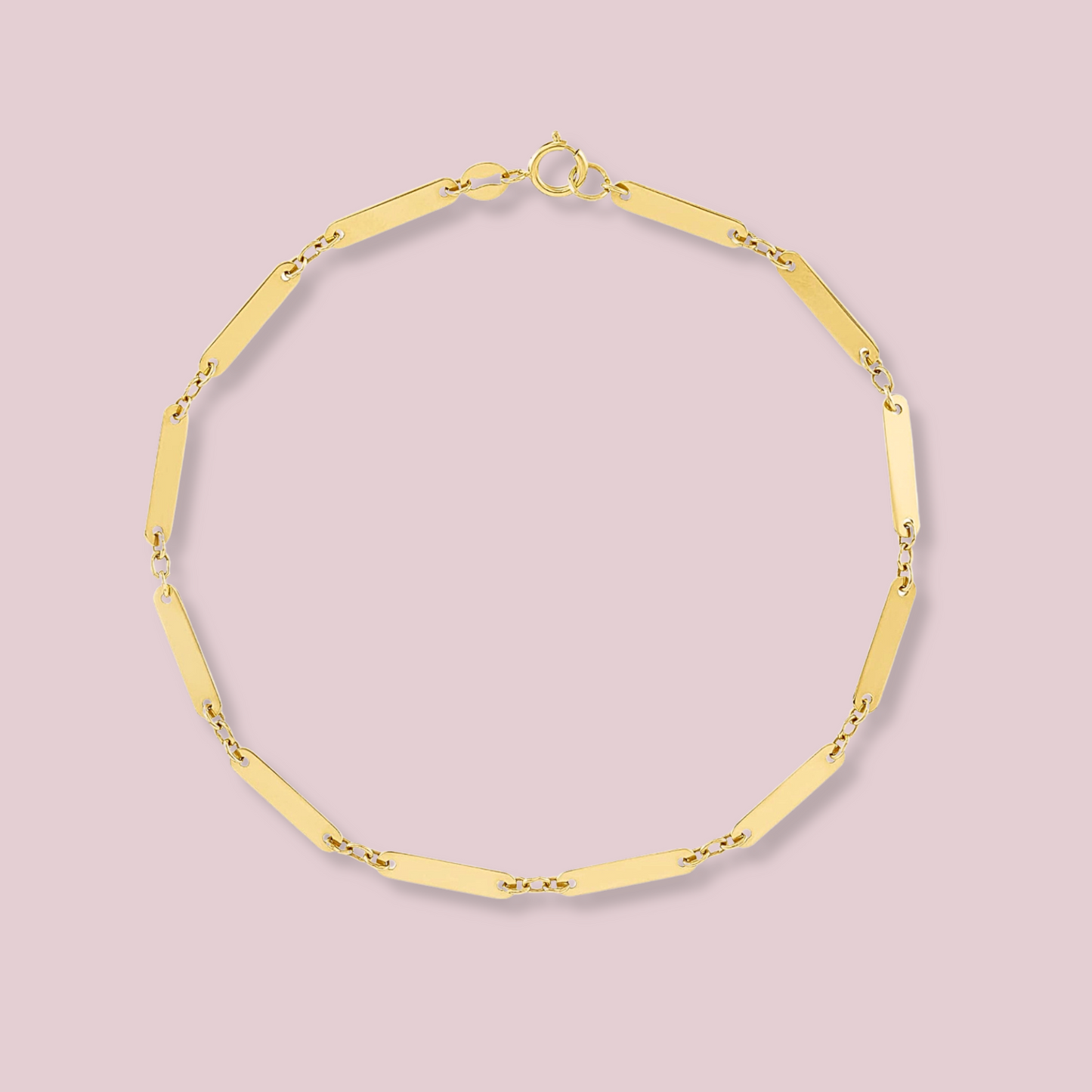 14k Solid Gold Bar Link Bracelet