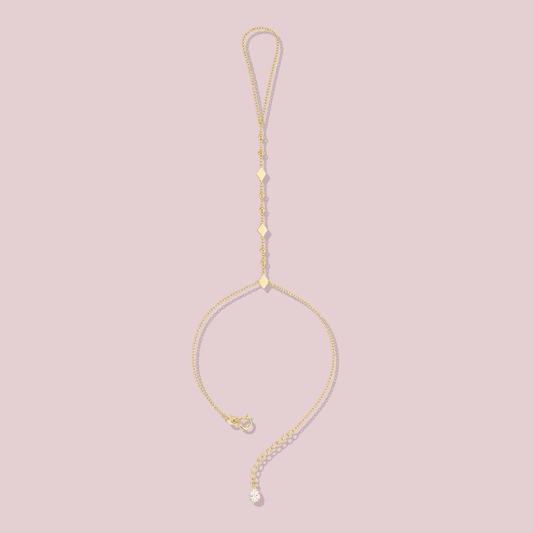 14K Solid Gold Hand Chain Ball Diamond Cut.
