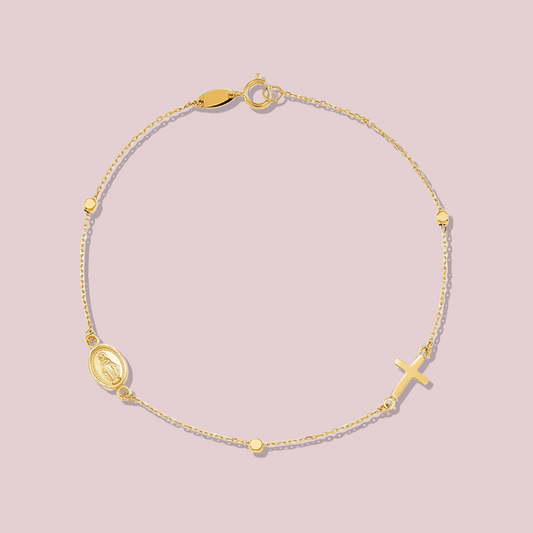 14k Solid Gold Rosary Bracelet