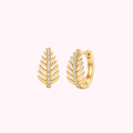 10K Solid Gold Leaf Hoop Earrings