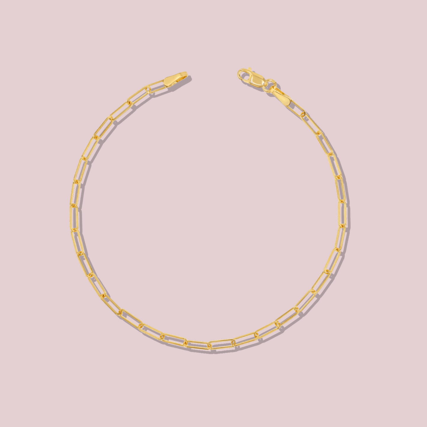 14K Solid Gold 2.5mm Paperclip bracelet