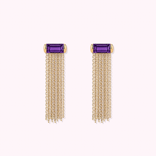 14K Solid Gold Multi Chain Earrings