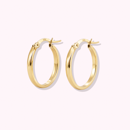 14K Gold Plain Hoop Earrings
