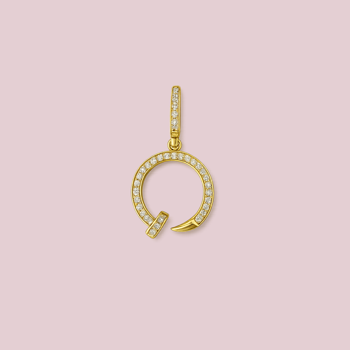 14K Solid Gold CZ Clavo Pendant.