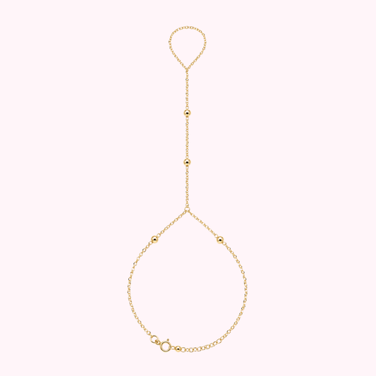 10K Solid Gold Ball Hand Chain
