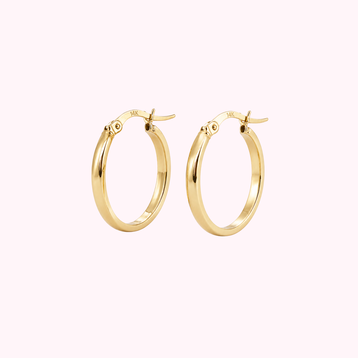 14K Gold Plain Hoop Earrings