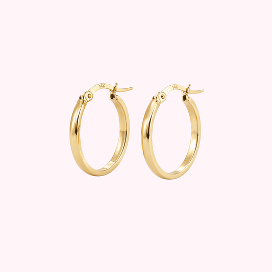 14K Gold Plain Hoop Earrings