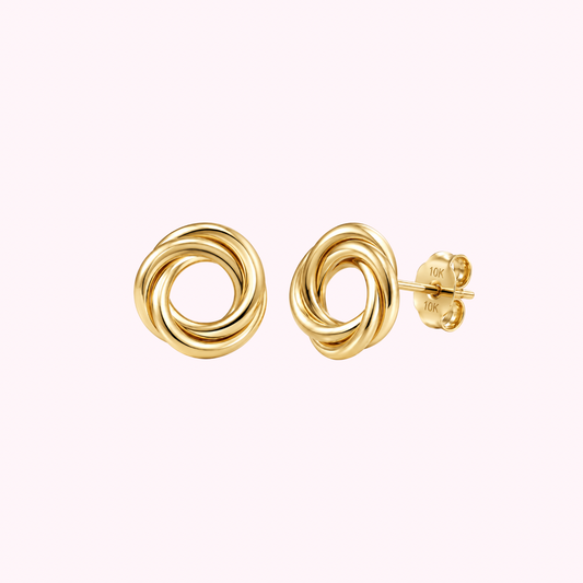 10K Solid Gold Classic Knot Earrings
