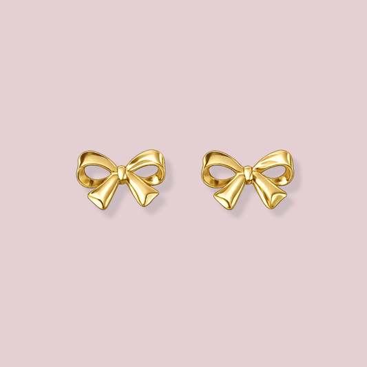 14K Solid Gold Lazo Earrings.